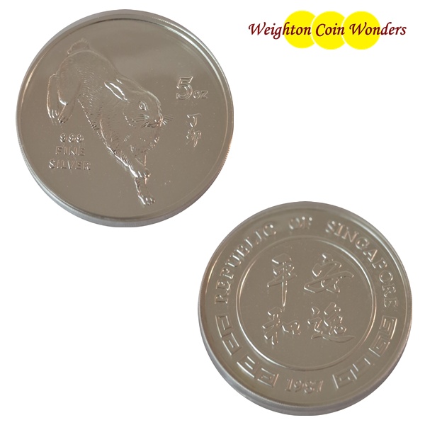 5oz Silver Round - Singapore RABBIT